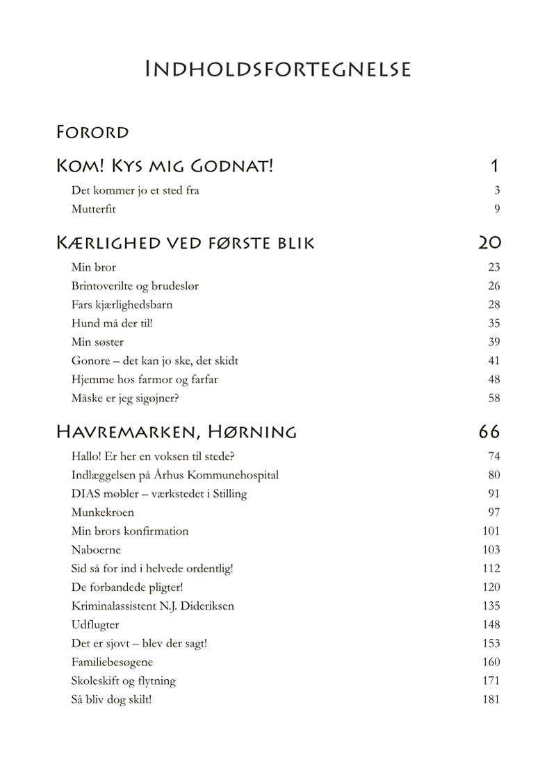 Indholdsfortegnelse side 1